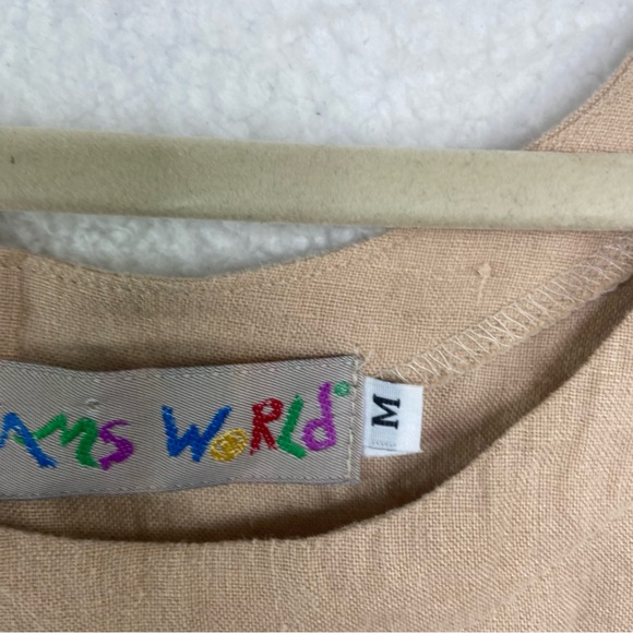 Jams World tan linen side button sahara midi knee length dress. Size Medium - Picture 2 of 6